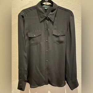 Ralph Lauren Silk Black Blouse Size 12